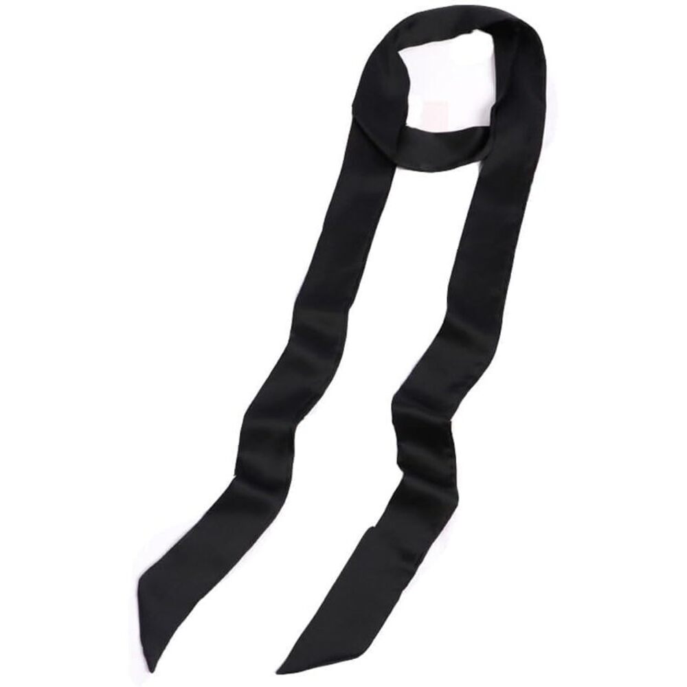 3594 1pc Black Satin Ribbon Belt Long Chiffon Sash Waist For Bridal